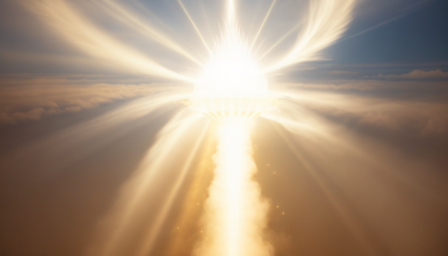 Uma luz forte emanando dos ceus representando o Espírito Santo
