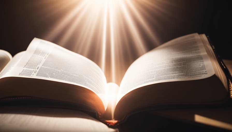 Bíblia aberta recebendo iluminação divina
